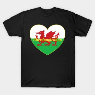 Aberdaugleddau Cymru UK Baner Cymru Calon T-Shirt